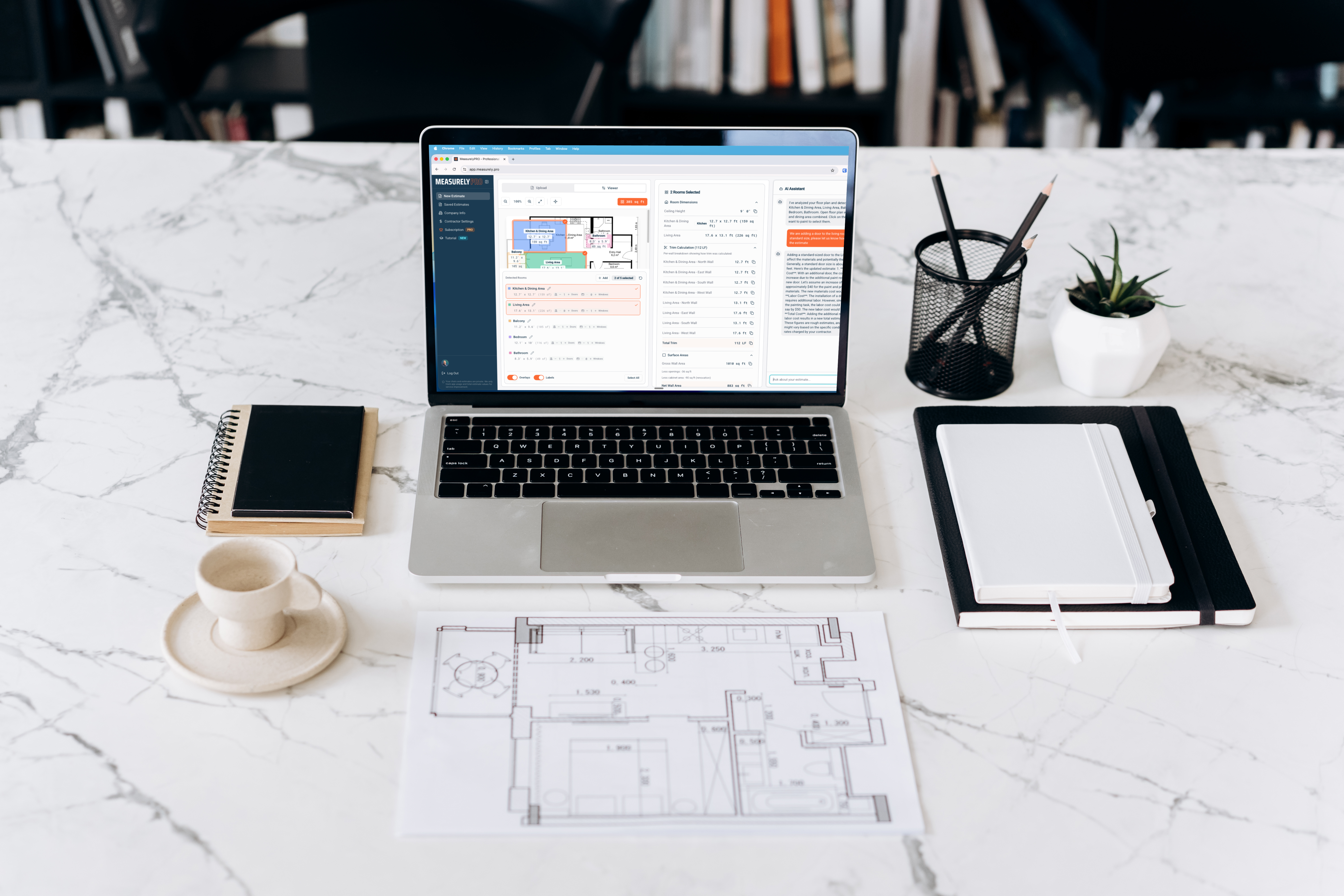 Measurely Pro Interface with Floor Plan